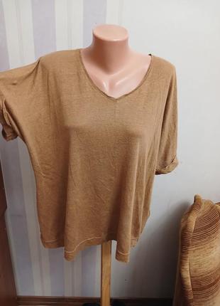 Лляна футболка блуза блузка льон великий розмір оверсайз льняная майка лен блузка ххl ххл4 фото
