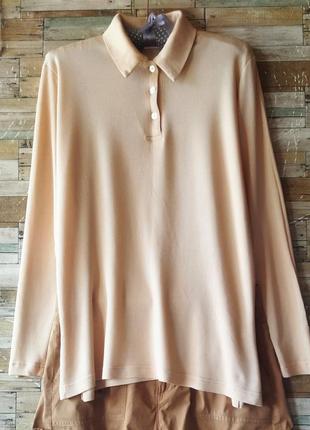 Fabiani красивый, стильный свитер поло/лонгслив/рубашка трикотаж в рубчик.