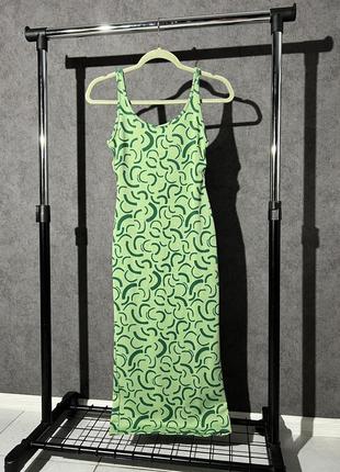 Гарна зелена сукня міді bershka5 фото