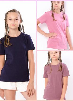 Однотонна якісна футболка підліткова, базова футболка для дівчинки, однотонная футболка подростковая для девочки1 фото