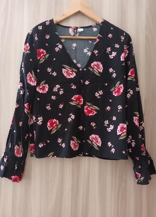 Блуза женская с принтом "розы ",бренд h&amp;m.1 фото