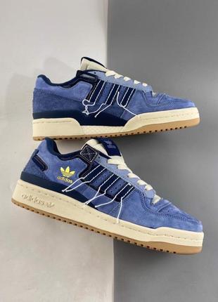 Класні кросівки adidas forum low 84 blue denim gum джинсові сині