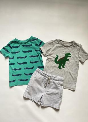 Футболка динозавр футболка крокодил шорти комплект1 фото