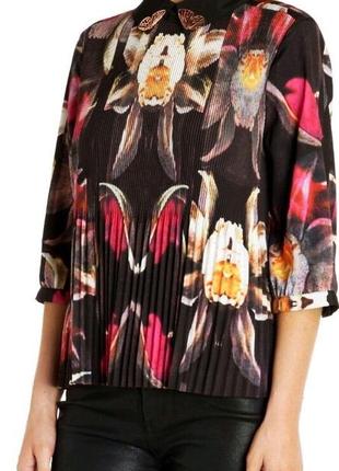 Новая плиссированная блуза с цветочным принтом с воротником ted baker2 фото