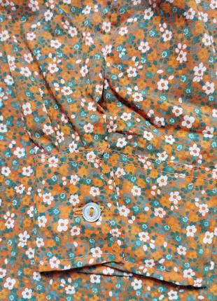 Женская рубашка терракот - оранжевый в мелкие цветочки4 фото