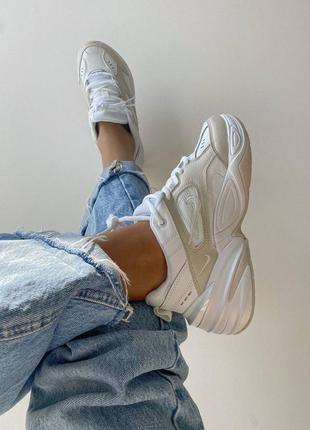 Классные женские кроссовки nike m2k tekno white beige белые с бежевым10 фото