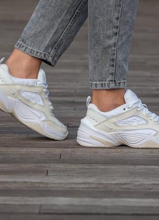 Женские кроссовки nike m2k tekno white beige #найк