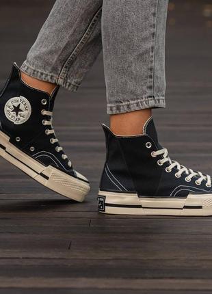 Женские кеды converse chuck taylor vintage 70 plus hi black\white3 фото