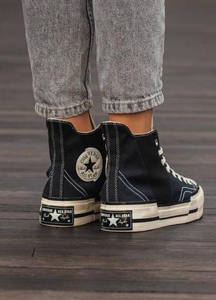 Женские кеды converse chuck taylor vintage 70 plus hi black\white4 фото