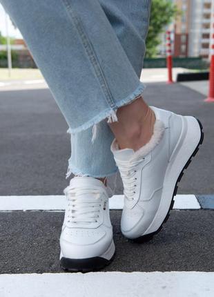 Зимние женские кроссовки белого цвета,зимние кожаные кроссовки италия