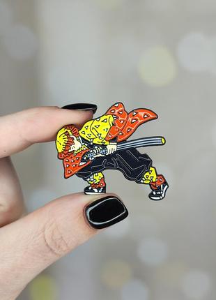 Металлический значок - пин "зеницу агацума. убийца демонов. demon slayer" (знач0546)