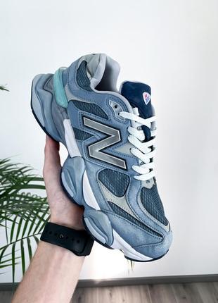 Крутезні кросівки унісекс new balance 9060 arctic grey сіро-блакитні з сріблястим 36-45 р