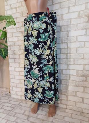 Фирменная длинная юбка/юбка в пол в красочный принт крупные листья, размер 2хл-3хл4 фото