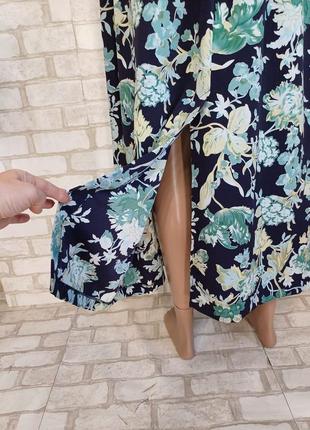 Фирменная длинная юбка/юбка в пол в красочный принт крупные листья, размер 2хл-3хл8 фото