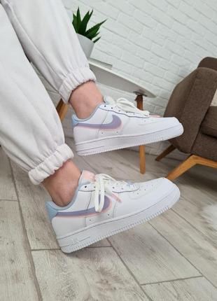 Жіночі кросівки nike air force 1 white blue pink / smb