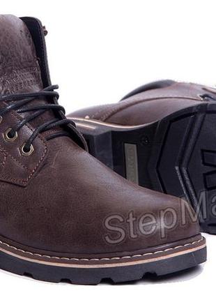 Ботинки кожаные зимние на меху wrangler aviator brown1 фото