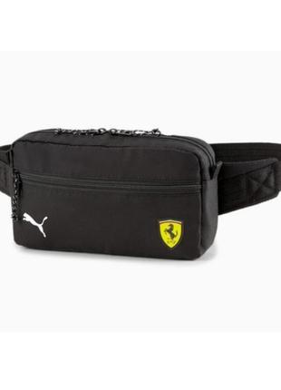 Сумка чоловіча поясна бананка чорна puma ferrari sptwr race waist bag оригінал