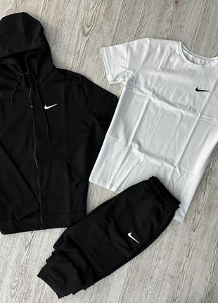 Спортивный костюм mens nike черная кофта + черные штаны + футболка mens nike