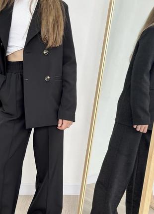 Стильний костюм для дівчаток піджак і штани палаццо, розміри на зріст 128 — 164 + відеообзор2 фото