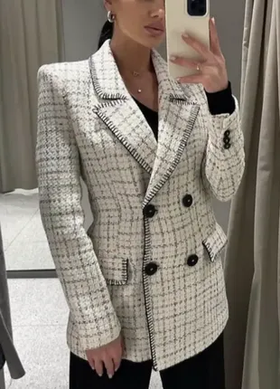 Текстурований двобортний піджак zara