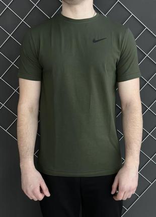 Комплект 3 в 1 демісезонний спортивний костюм nike худі хакі + чорні штани + футболка хакі