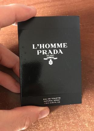 Пробник парфум prada l'homme prada edt 1.5 ml erkek sample1 фото
