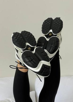 🤍balmain unicorn жіночі шкіряні масивні кросівки натуральна шкіра чорно білі женские массивные кожаные кроссовки черно белые натуральная кожа7 фото