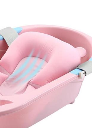 Матрасик-коврик для ребенка в ванночку bestbaby 330 pink с креплениями5 фото