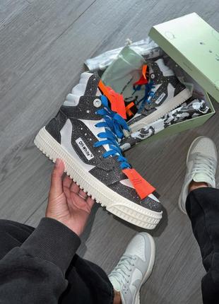 Кеды женские высокие в стиле off-white 3.0 off court glitter, офф-вайт серые, кроссовки5 фото