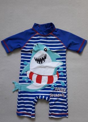 Суперзахисний сонцезахисний купальний костюм принт акула на 9-12 місяців matalan