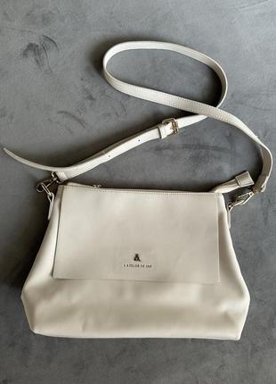 Жіноча шкіряна сумка бежевого кольору сумка l'atelier du sac