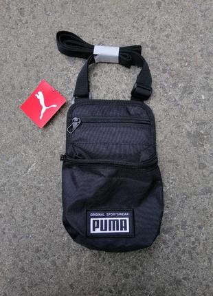 Сумка мужская чёрная через плечо puma academy portable оригинал5 фото