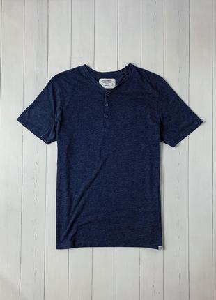 Мужская синяя базовая хлопковая футболка pull&bear. размер m l