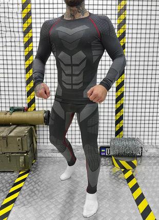 Мужская активная термобелье с антимикробной отделкой / теплосберегающий костюм кофта + леггинсы графит размер