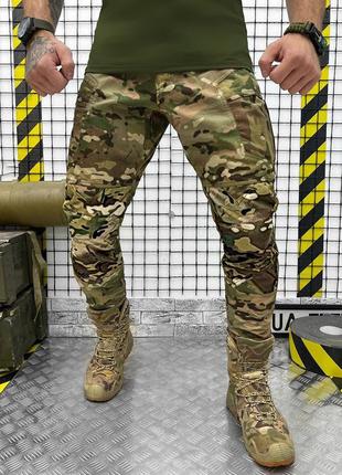 Мужские крепкие брюки с усиленными зонами колен / плотные брюки рип-стоп мультикам размер s