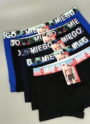 Однотонні боксерки miego з кольоровою резинкою, чоловічі труси, чоловіча нижня білизна, боксери, чорні, темно сині, базові, з принтом