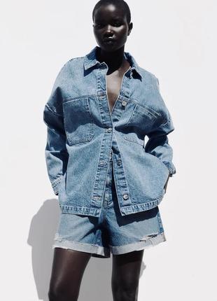Оверсайз джинсова куртка zara, нова колекція, розмір l
