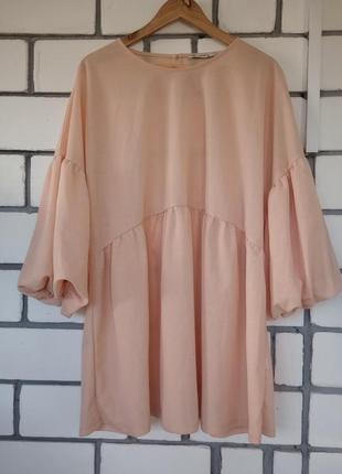 Розово персиковая блуза оверсайз большой размер1 фото