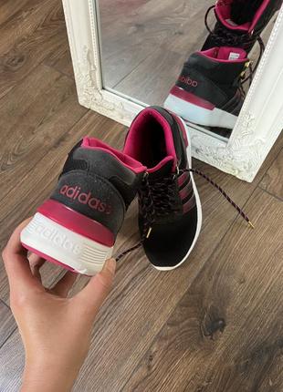 Оригінальні кросівки adidas neo label 40р високі кросівки в сіточку adidas чорні з рожевим2 фото