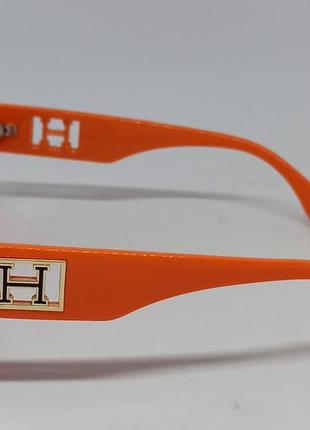 Окуляри в стилі hermes жіночі сонцезахисні в помаранчевій оправі3 фото