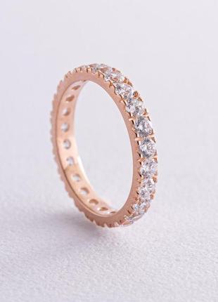 Кольцо с дорожкой камней в красном золоте 
(фианиты) к07388