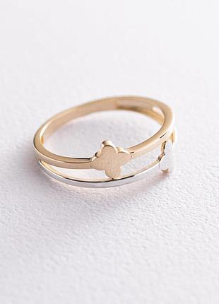 Кольцо "клевер" в желтом золоте к06684