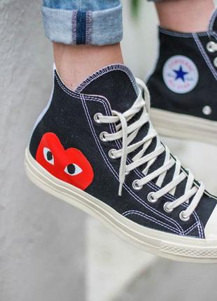 Кеди converse comme des garcons black high3 фото