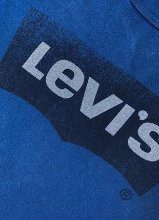 Мужская синяя базовая хлопковая футболка levis левайс с большим логотипом. xl xxl 2xl6 фото