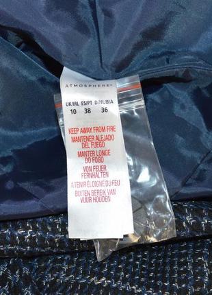 Брендовый темно-синий пиджак жакет блейзер с кожаными вставками atmosphere люрекс этикетка4 фото