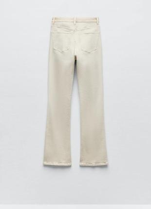 Расклешенные джинсы с высокой посадкой zara - 34 молочного цвета7 фото