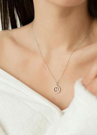 🄷 подвеска серебро буква н покрытие родий фианит кулон2 фото