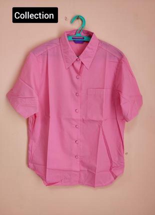 Рубашка женская тенниска хлопок с короткими рукавами на пуговицах от бренда collection 14