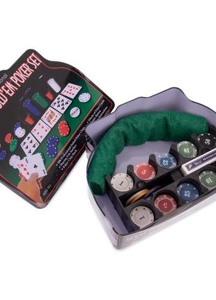 Набор для покера texas hold'em 200 фишек с номиналом, сукно, коробка ths-153