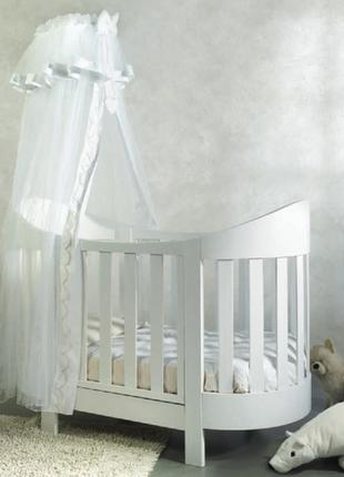 Ліжечко дитяче 132х69 baby italia eva white білий (дерево бук)2 фото